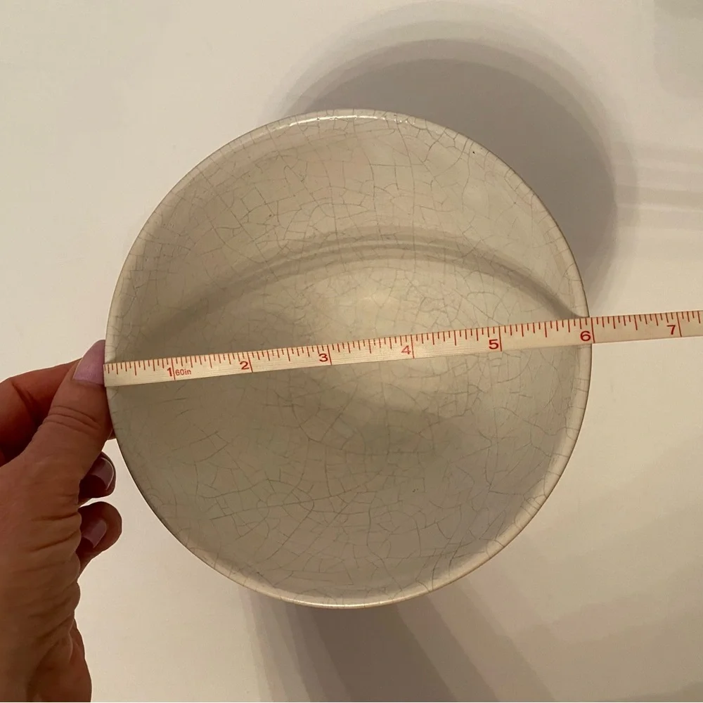 CNF CERAMICHE NICOLA FASANO GROTTAGLIE ITALIAN POTTERY BOWL WHITE GRAY CRACKLE